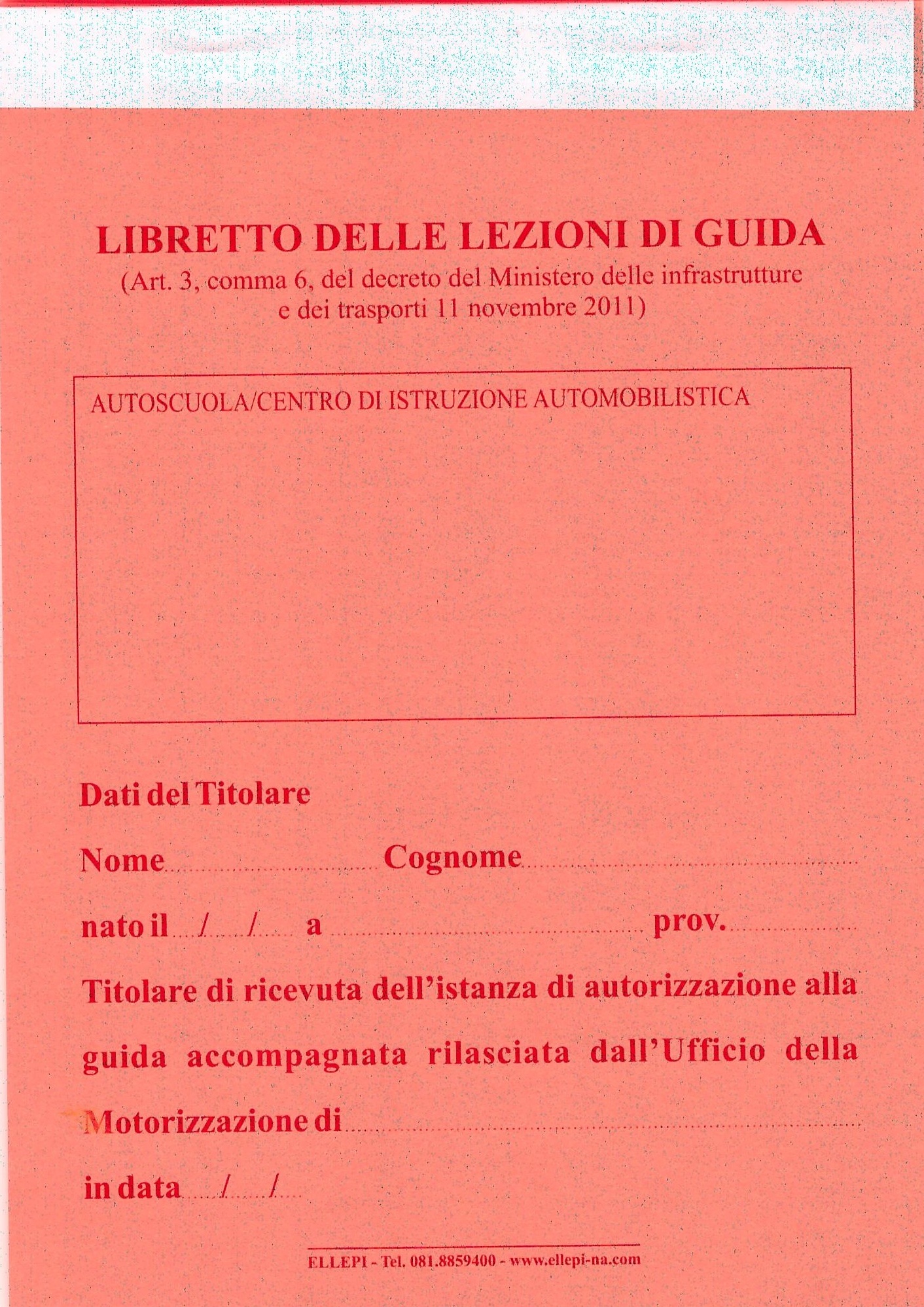 Libretto Lezioni Guida Accompagnata - 20 guide