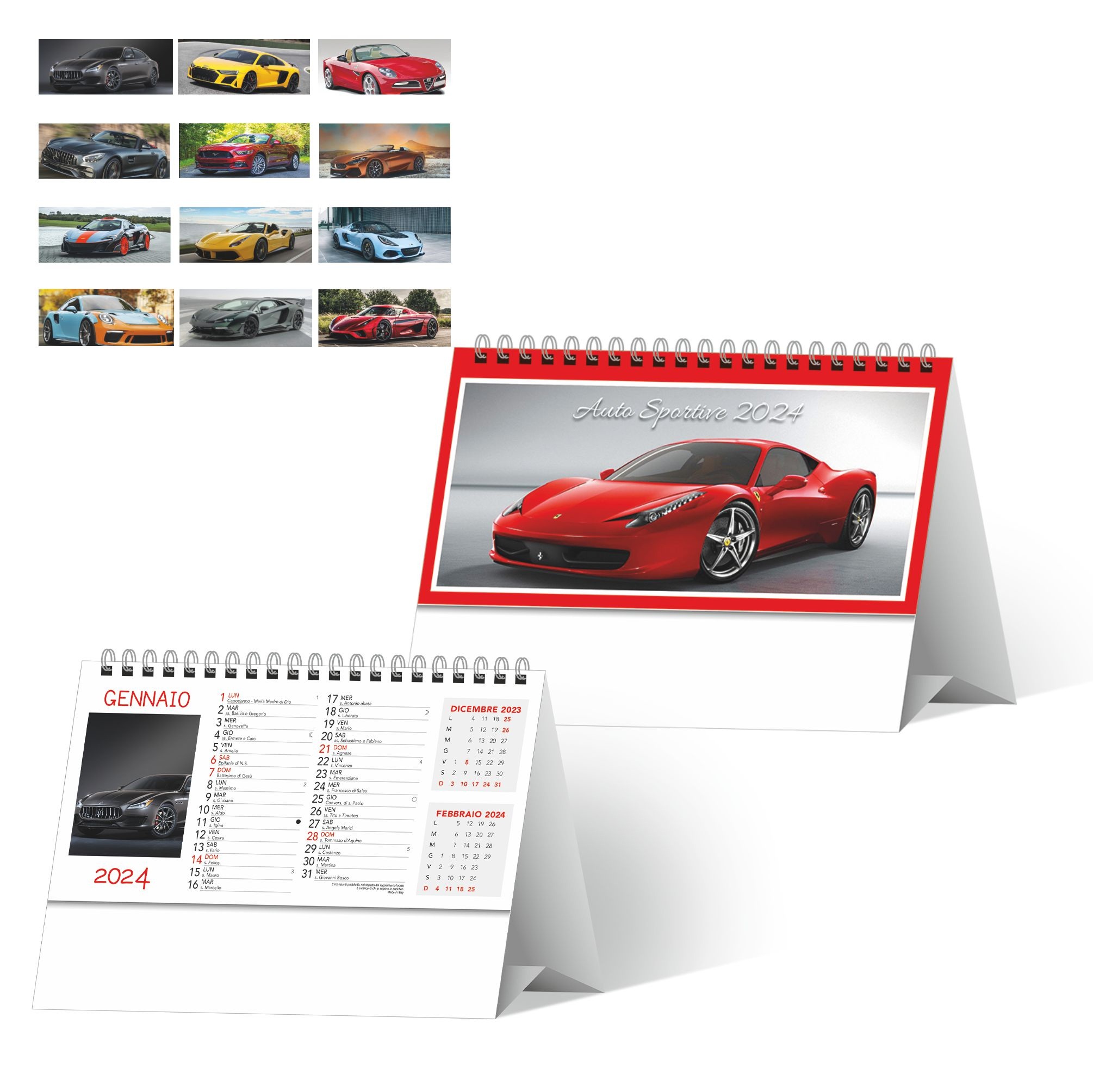 Calendario da tavolo Auto Sportive art. H14 - CONF. 100 PEZZI