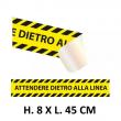Striscia adesiva - ATTENDERE DIETRO LA LINEA 8x45 CM - Conf. 3 Pezzi