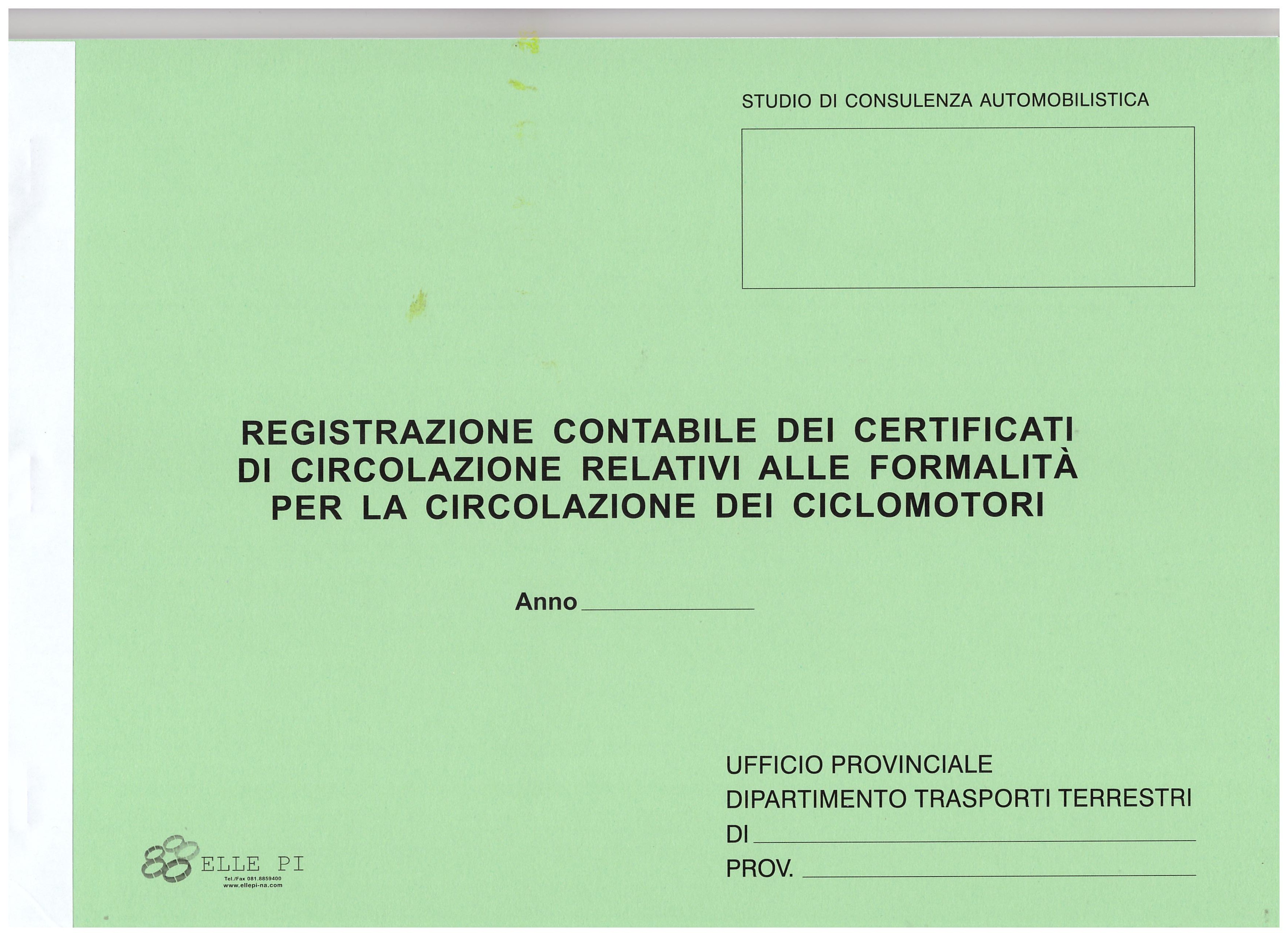 Registro Certificati di Circolazione Ciclomotori - 2 PEZZI