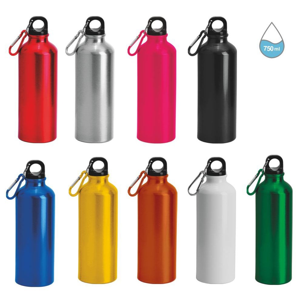 Borraccia In Alluminio Con Moschettone Sidex 750ml art. 8086 - CONF. 30 PEZZI