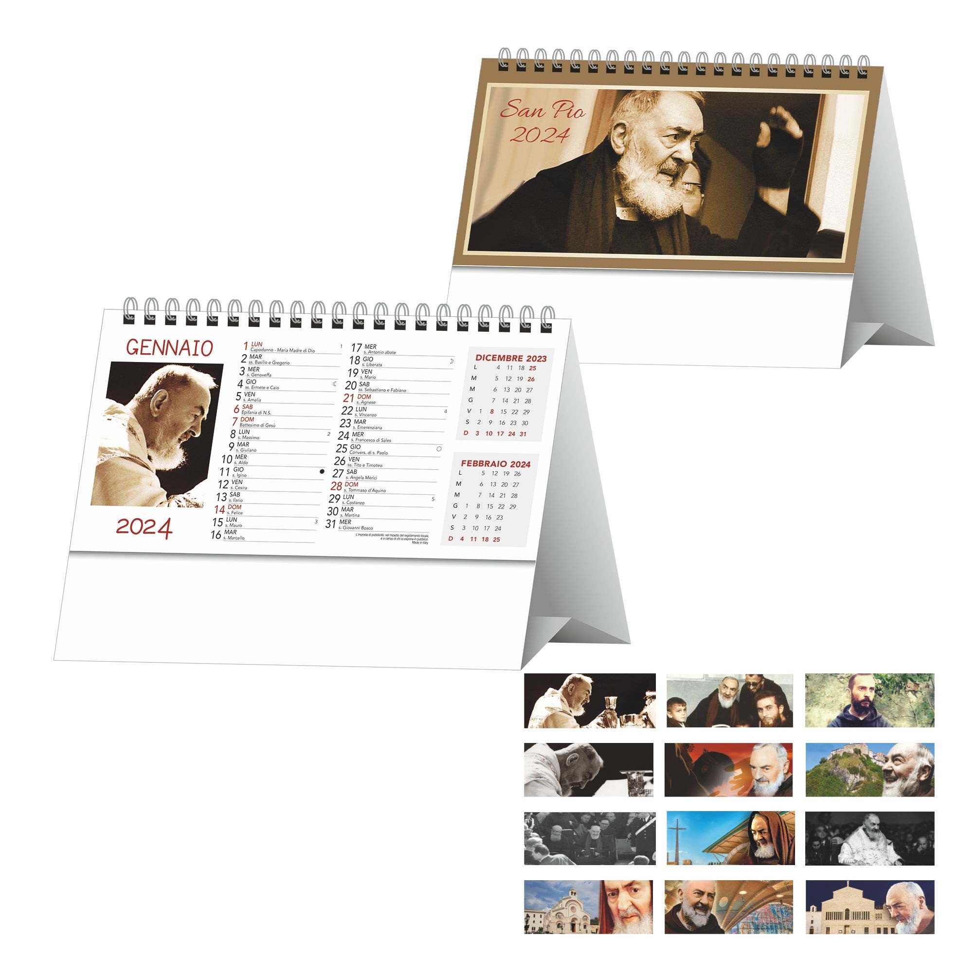 Calendario da tavolo Padre Pio art. H19 - CONF. 100 PEZZI